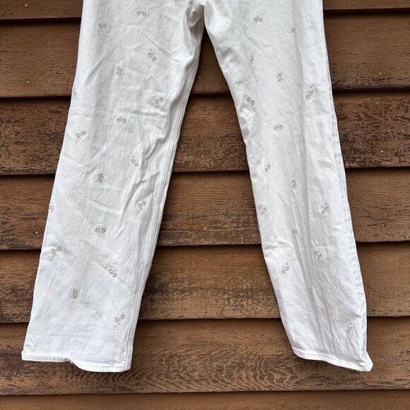 Abercrombie & Fitch Womens 90s High-Rise Relaxed Jeans With Cream Floral Embroid - Picture 10 of 13